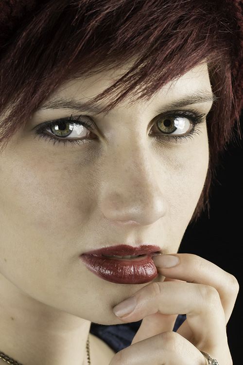 Extreme closeup of Redheaded model