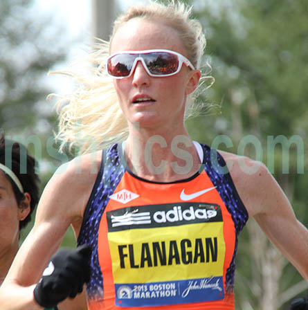 Shalane Flanagan running the 2013 Boston Marathon